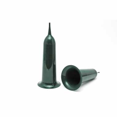 2x groene kunststof grafvaas/grafvazen 35 cm