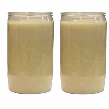 2x witte grafkaarsen/gedenklichten 6 x 10 cm 3 dagen