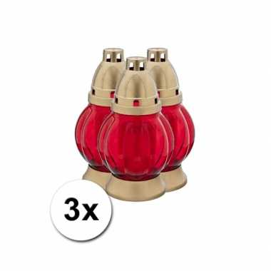 3 rode grafkaarsen 19 cm