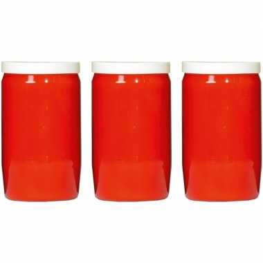 3x rode grafkaarsen/gedenklichten 6 x 10 cm 3 dagen