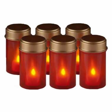 Set van 6x stuks graflichten met flikkerende kaars 12cm