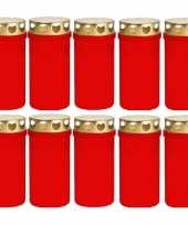 10x rode grafkaarsen gedenklichten met deksel 6 x 12cm 2 dagen