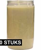 10x witte grafkaarsen gedenklichten 7 x 15 cm 6 dagen