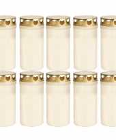 10x witte grafkaarsen gedenklichten met deksel 2 dagen