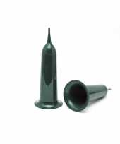 2x groene kunststof grafvaas grafvazen 35 cm